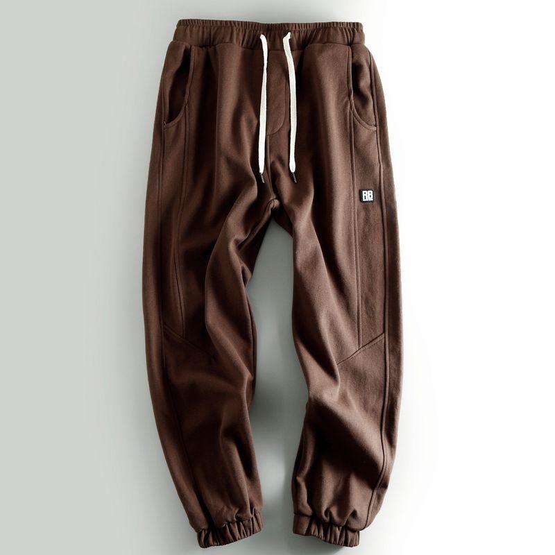 Export Big Brand Label Cutting Counter Original Order Export Label Cutting Sports Pants Trendy Spring and Autumn Jogger Pants Casual Sweatpants Brown L