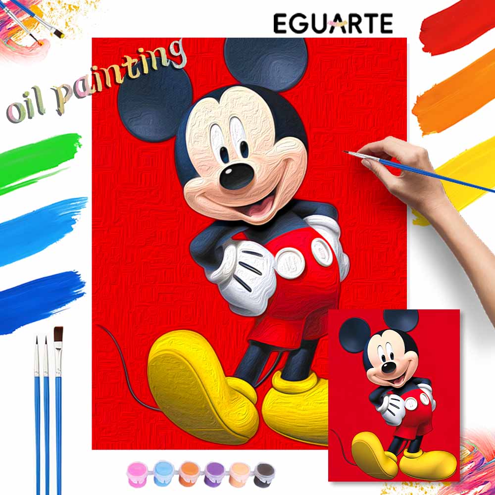 Disney Paint By Number Kit Mickey Mouse Art Drawing Canvas DIY Picture Home Decor Supplies For Adults Bedroom Wall Living Room Gift