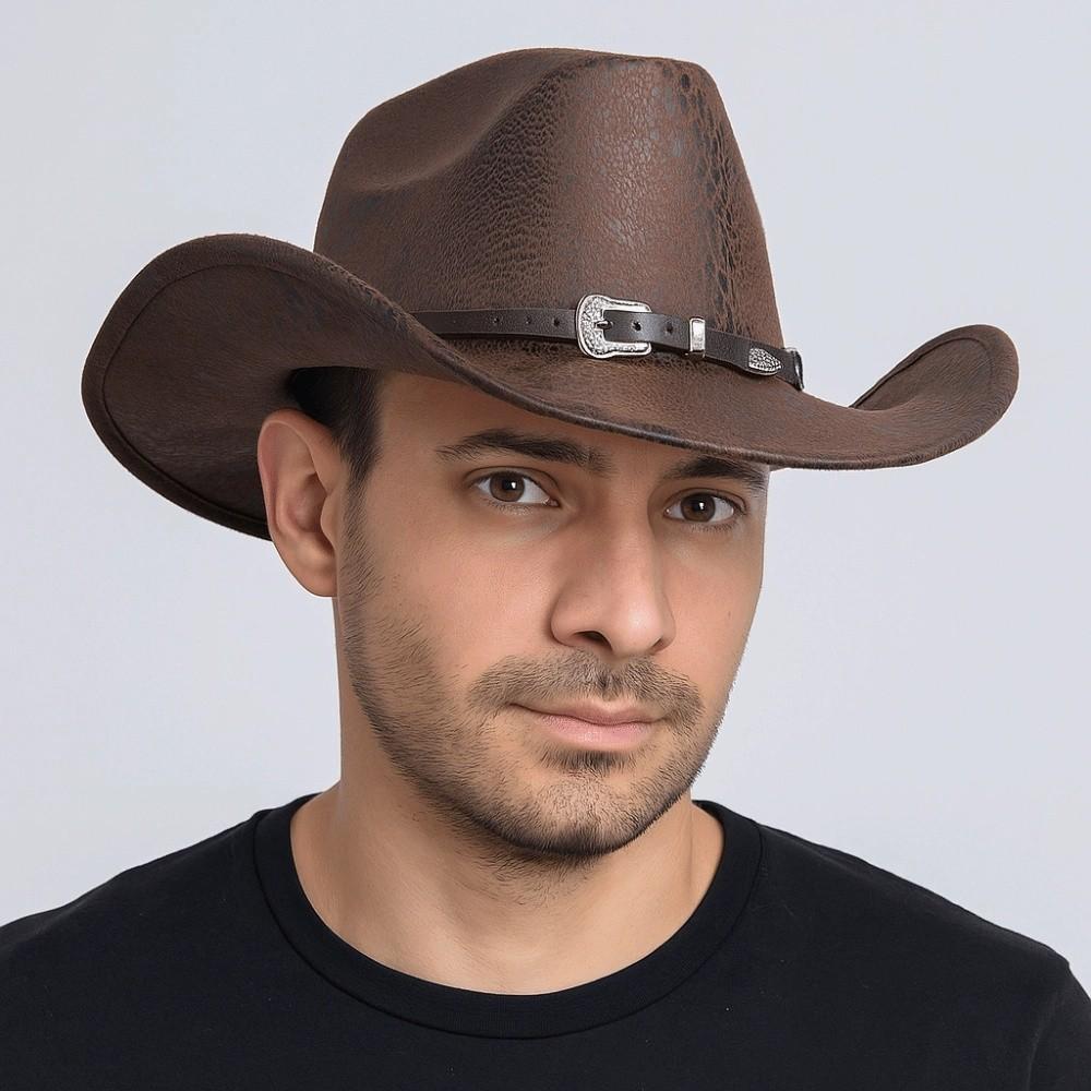 Wide Brim Cowgirl Jazz Hat Serpentine Visor Caps Gentleman Knight Hat  Outdoor