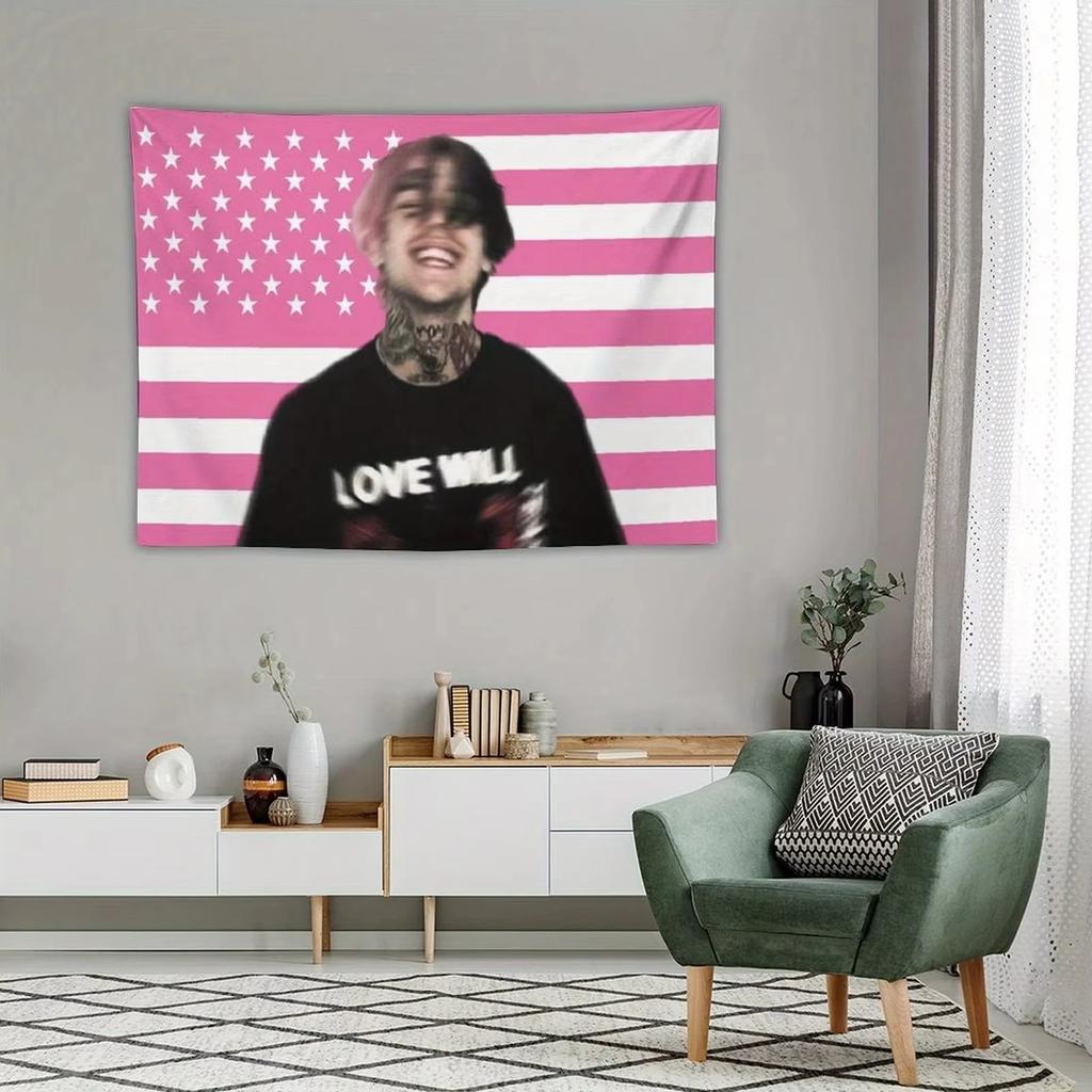 For Lil Peep Flag Tapestry Hipster Wall Art USA Theme Dorm Decor Bedroom Living Room Tapestry Bedroom Tapestry Bedside Tapestry