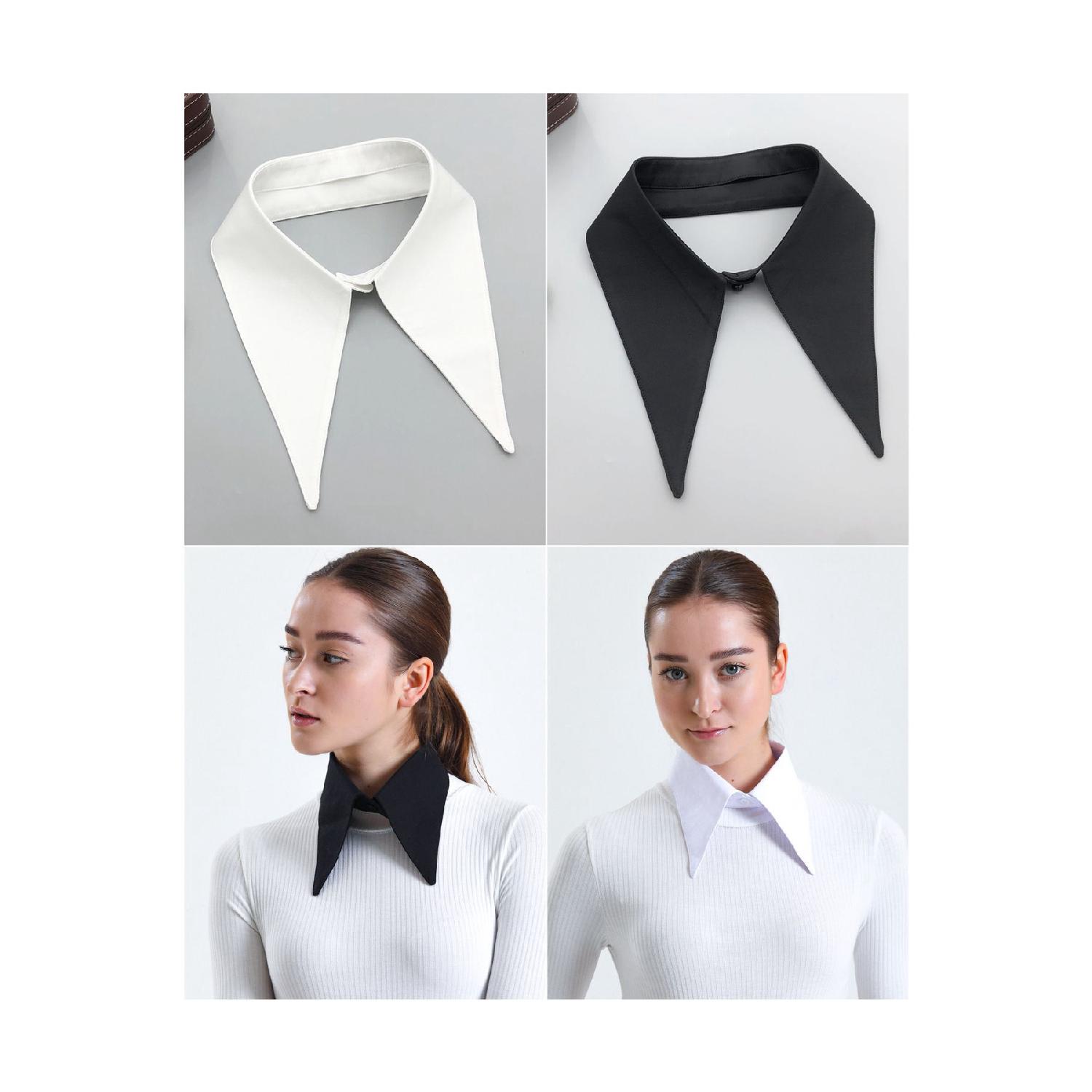 

В упаковке 2 шт., черно-белый хлопковый воротник с одинарным простым воротником белый