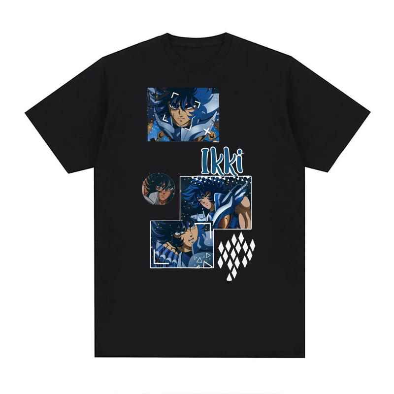 Summer Print  Anime  T Shirts Men Women Saint Seiya O Neck 100% Cotton Unisex Tops EU Size Harajuku Tops Boys Clothes