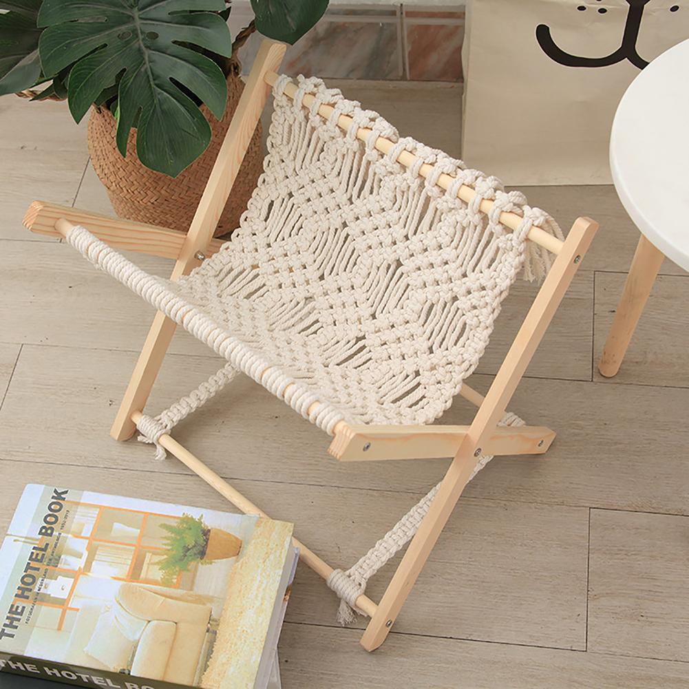 Bohemian Stil Baumwollseil Geflochten Lagerung Faltbares Regal Kreatives Schreibtisch-Bodenregal Nachttisch Lagerungs-Organizer