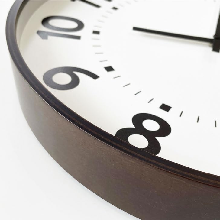 KATOMOKU Plywood Clock, Size 17, Brown, km-106BR, Wall Clock with Sweep Movement, 36cm Diameter (quartz Clock)