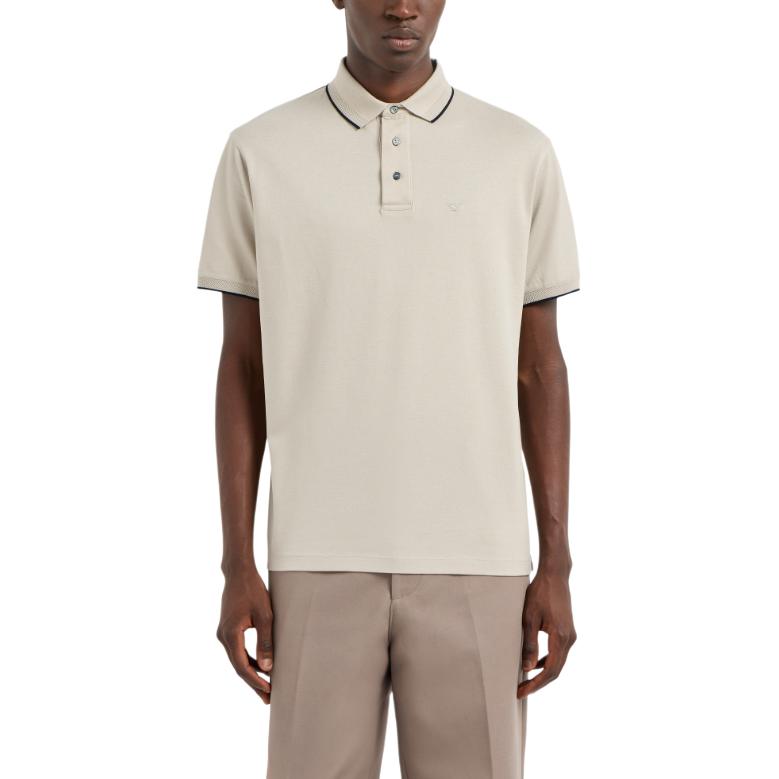 Emporio Armani Solid Color Short Sleeve Polo Shirt Men Tops Light-Brown EM000858-AF12955-U1098