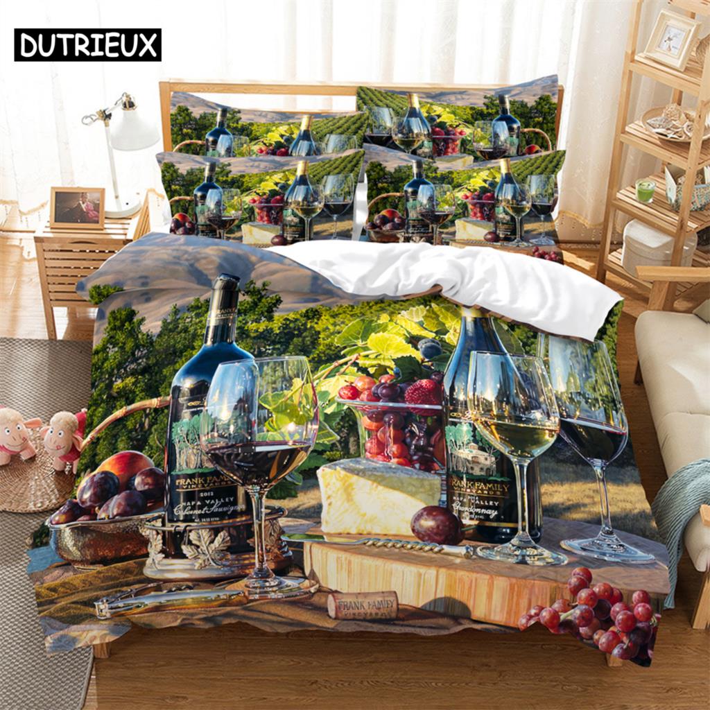 

Fine wine Bedding Set Duvet Cover Set 3d Bedding Digital Printing Bed Linen Queen Size Bedding Set Fashion Design (135x200cm)&set