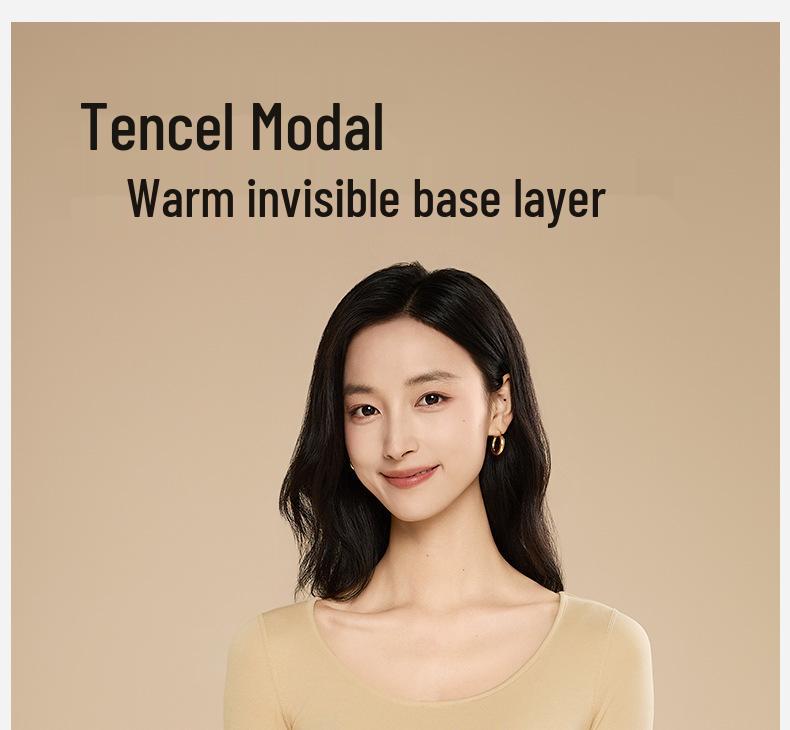 10A Antibakterielles Tencel Modal Damen Nahtloses Warmes Unterwäscheset - Herbst/Winter