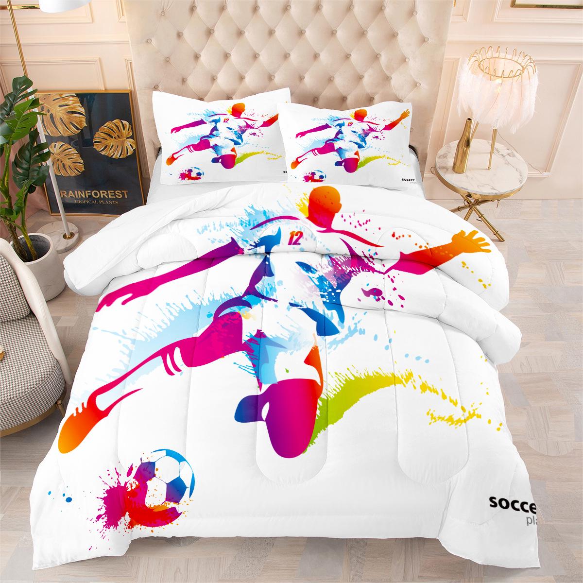 

Football Basketball Sports Fat Quilt Three-piece Quilt Cover Set 140*200cm