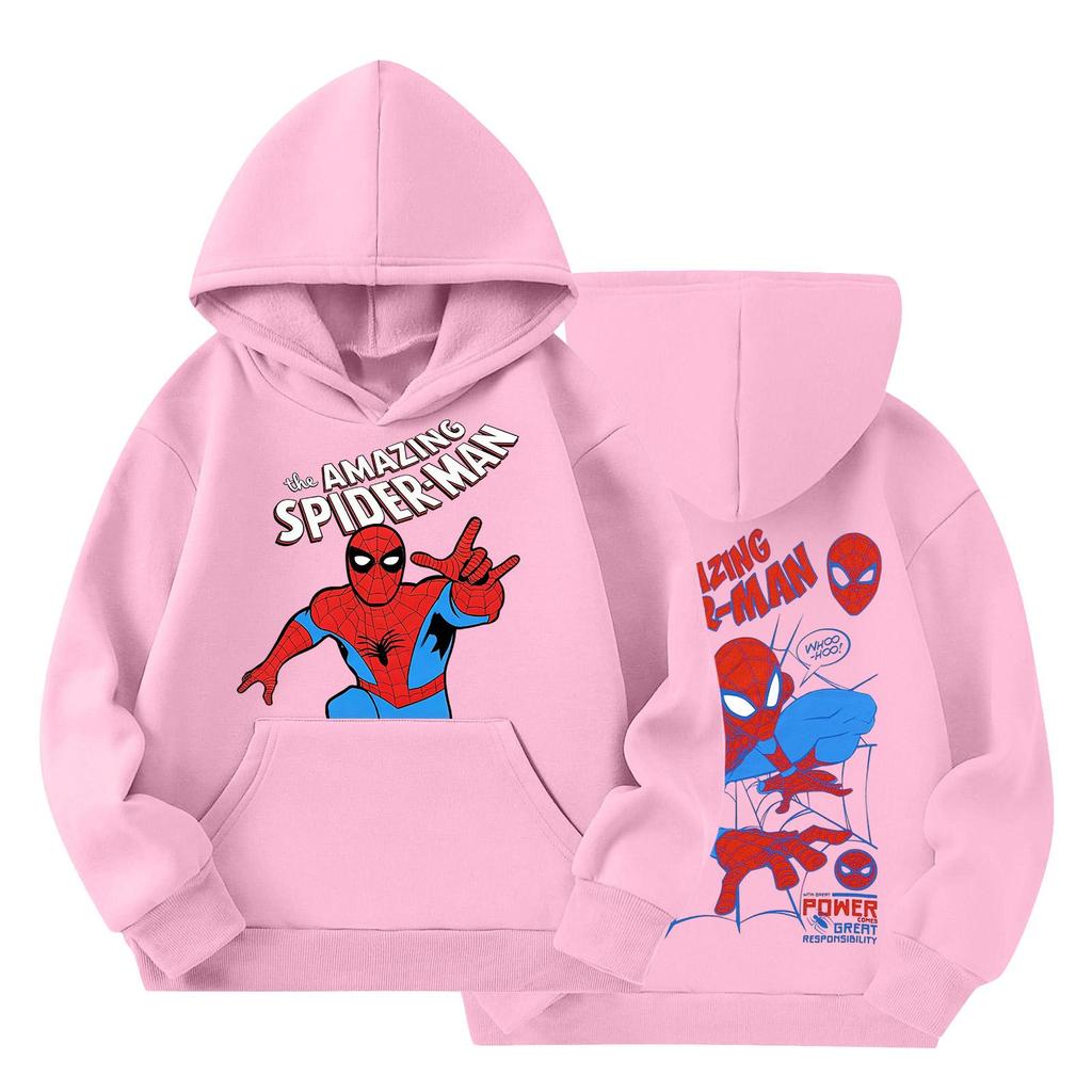Kids Loose Fit Long Sleeve -Lined Pullover Hoodie with Graphic Print