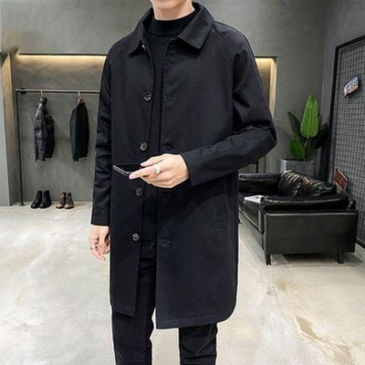 Erkek Orta Boy Trençkot, İlkbahar/Sonbahar, Yakalı Günlük Kore Stili, Bol Kesim, İş Günlük, Hafif, Büyük Bedenler Mevcuttur.