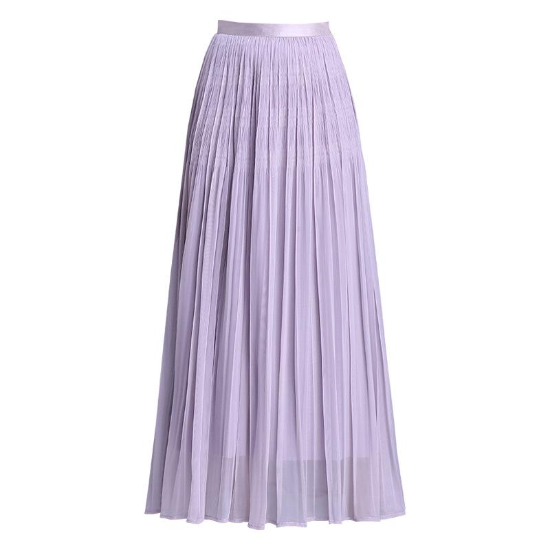 Reversible Pleated Mesh Patchwork Skirt - Spring/Summer 2026 Bean Pleats, Slimming Versatile Style