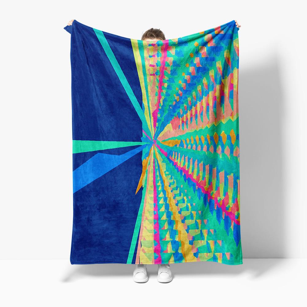 

Colorful Tie Dye Geometric Print Fleece Throw Blanket Sofa Bed Blanket Gift for Women Teen Girls 130x150cm51x59in