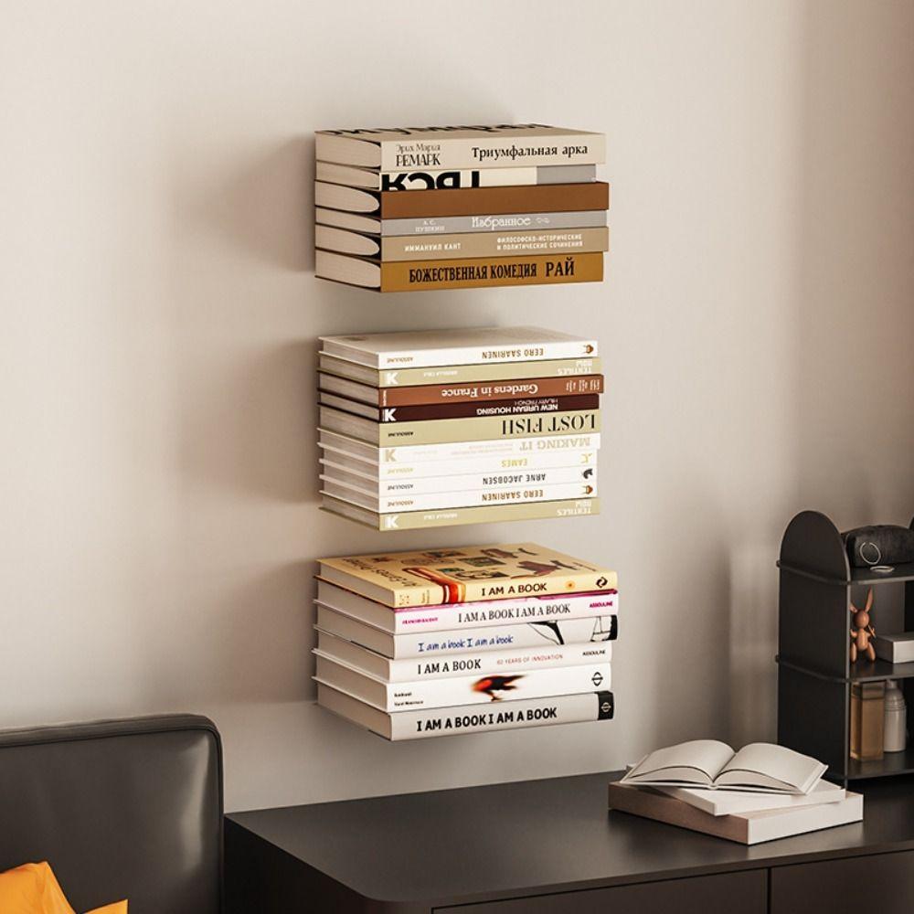 2 PCS Invisible Book Organizer Bookshelf Home Decoration Practical Display Shelf  Storage