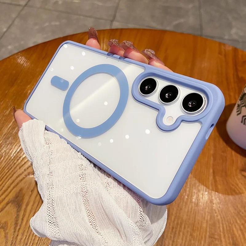 Luxury Magsafe Wireless Charge Case for Samsung Galaxy S25 Edge S22 S23 Plus S24 Ultra FE Clear Colour Magnetic Bumper Cover