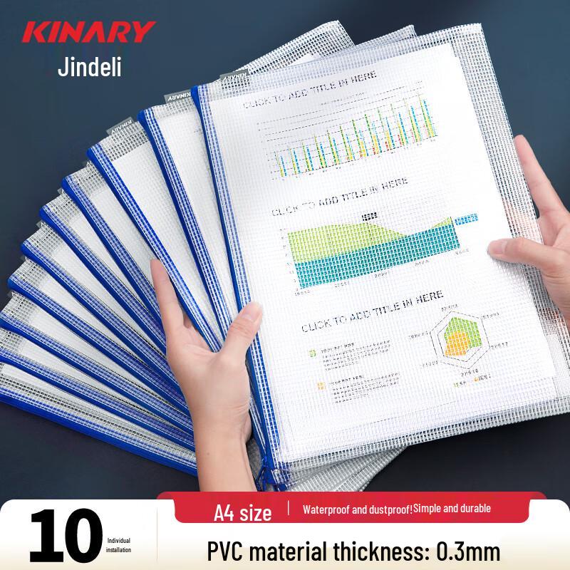 A4 Plastic Mesh Zipper Document Files (10 Pack)