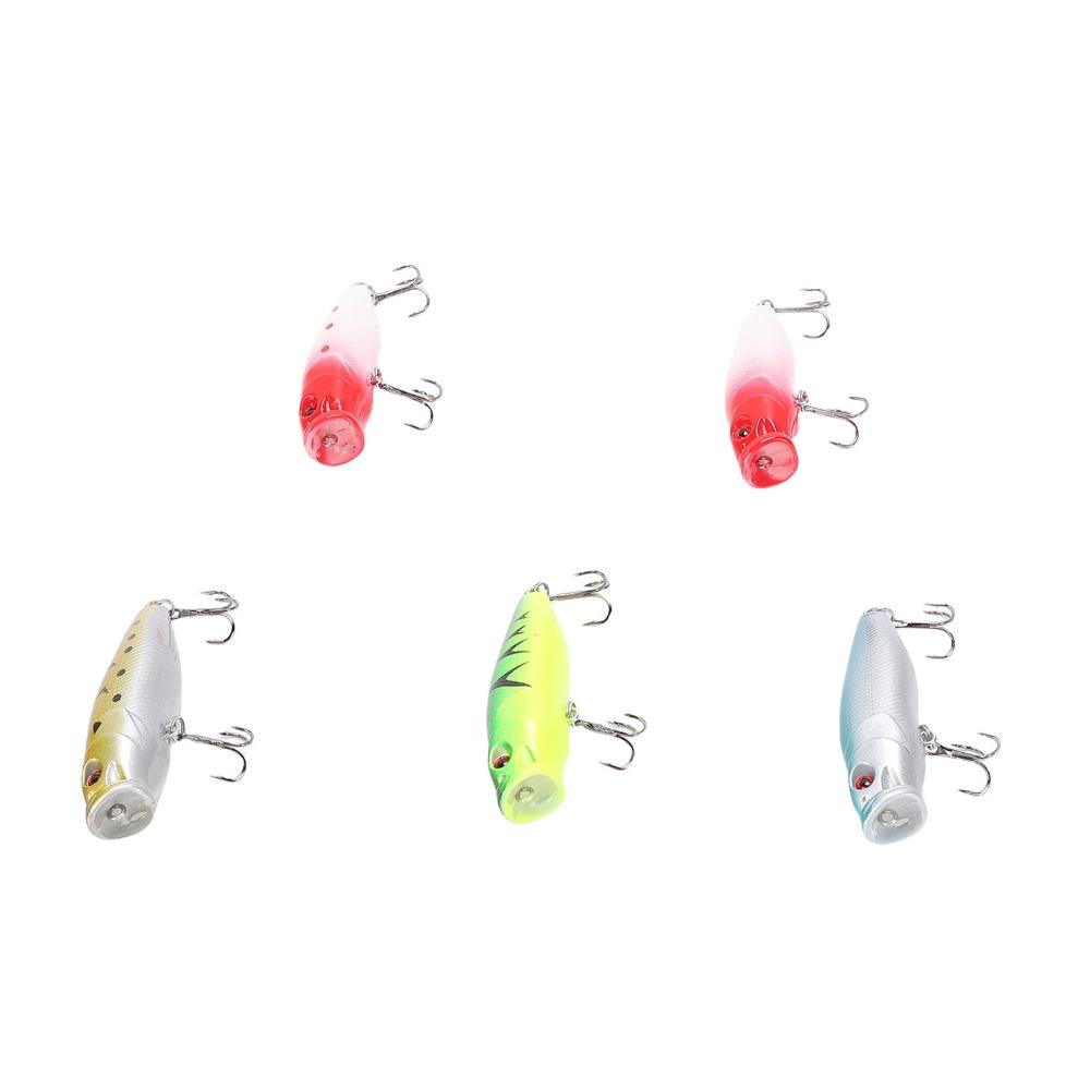 5PCS With Hook Fishing Popper Lures 6.5cm 9g Fishing Lures Fishing Bait Set For Bass Fishing