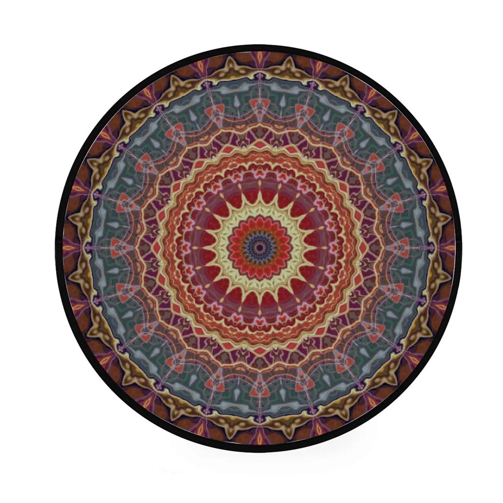 Abstraktní Boho Květinová Mandala Kulatý Koberec Exotický Květinový Kruh Koberec do Obývacího Pokojí Měkká Protiskluzová Podložka do Dětského Pokojí Vstupní Podlahová Rohož