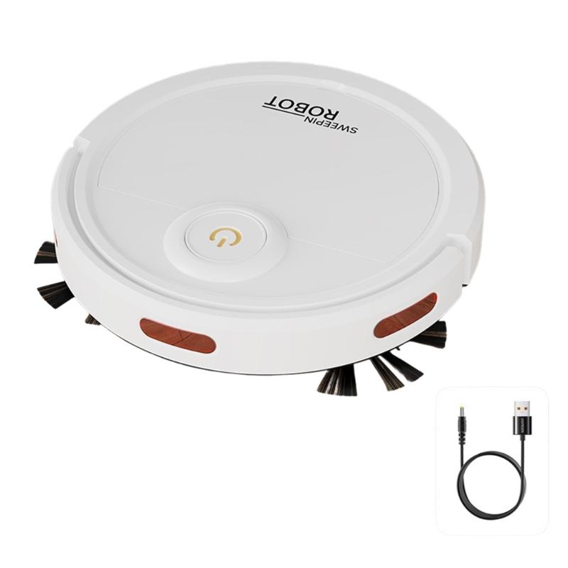 Thin Robot Cleaner with Triple Function Sweeping Scrubbing Vacuuming USB Rechargeable Battery Quiet Household Appliance