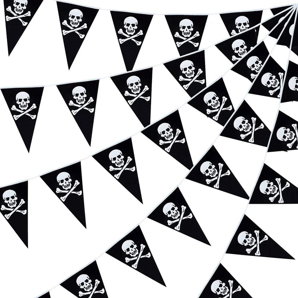 Birthday Skull Pennant Triangle Flags Halloween Pirate Banners