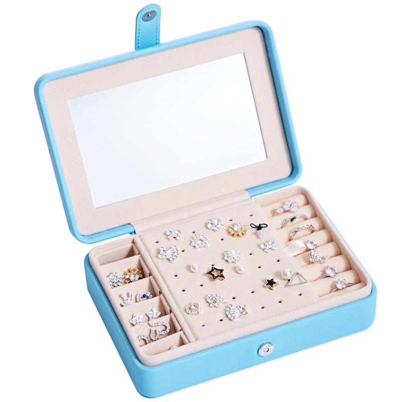 Portable PU Minimalist Jewelry Box for Studs and Rings - Multifunctional Storage Box