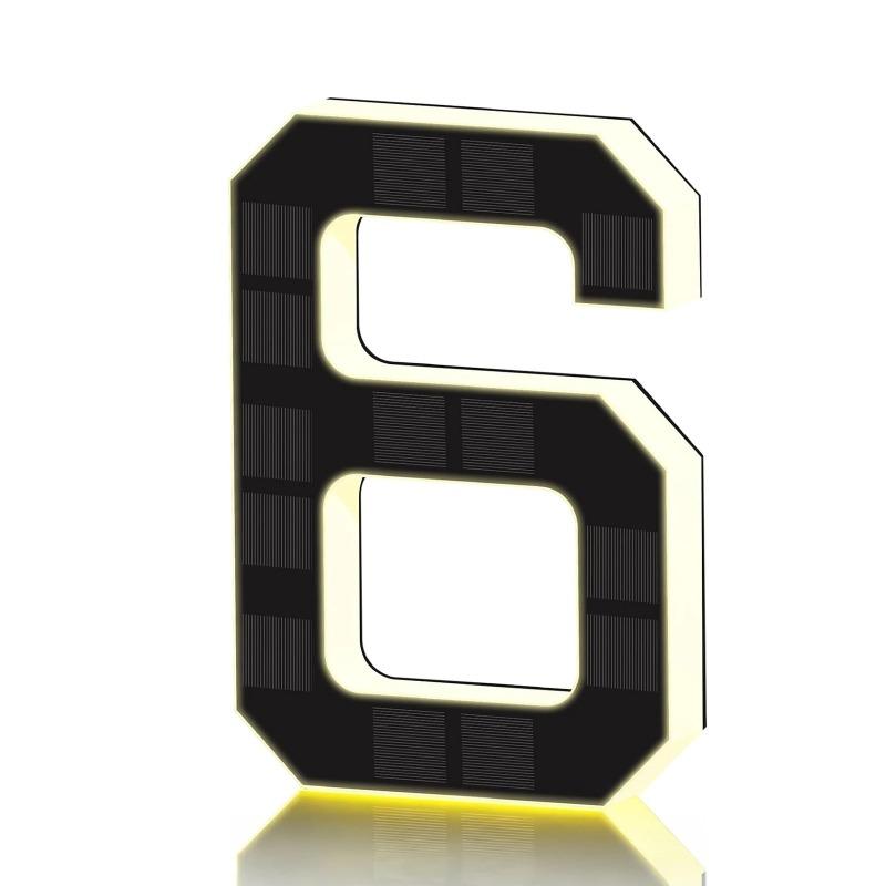 New LED Solar House Numbers 12CM, IP65 Waterproof Illuminated Address Sign, Outdoor Light for Home Hotel Bar Street