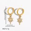 Novirassine Nautical Turtle Shell Hoop Earrings 18K Gold Plated Stainless Steel Zircon Jewelry for Women Summer Beach Dangle