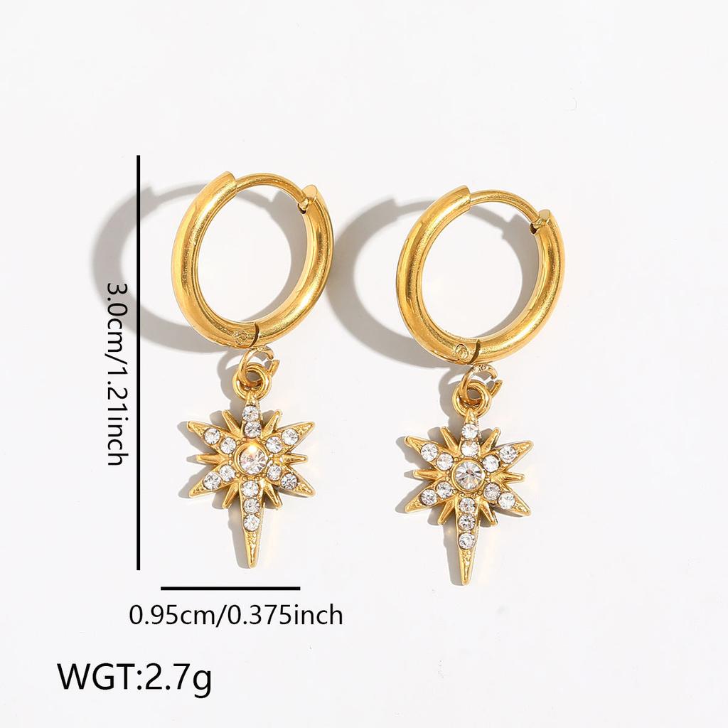 Novirassine Nautical Turtle Shell Hoop Earrings 18K Gold Plated Stainless Steel Zircon Jewelry for Women Summer Beach Dangle