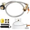 PAMASE Propane Refill Adapter Hose for 1lb Tanks - 36" POL Extension Hose with 4 Brass Cap, Easily Fill 20lb~50lb To 1lb Small Gas Bottle Converter,