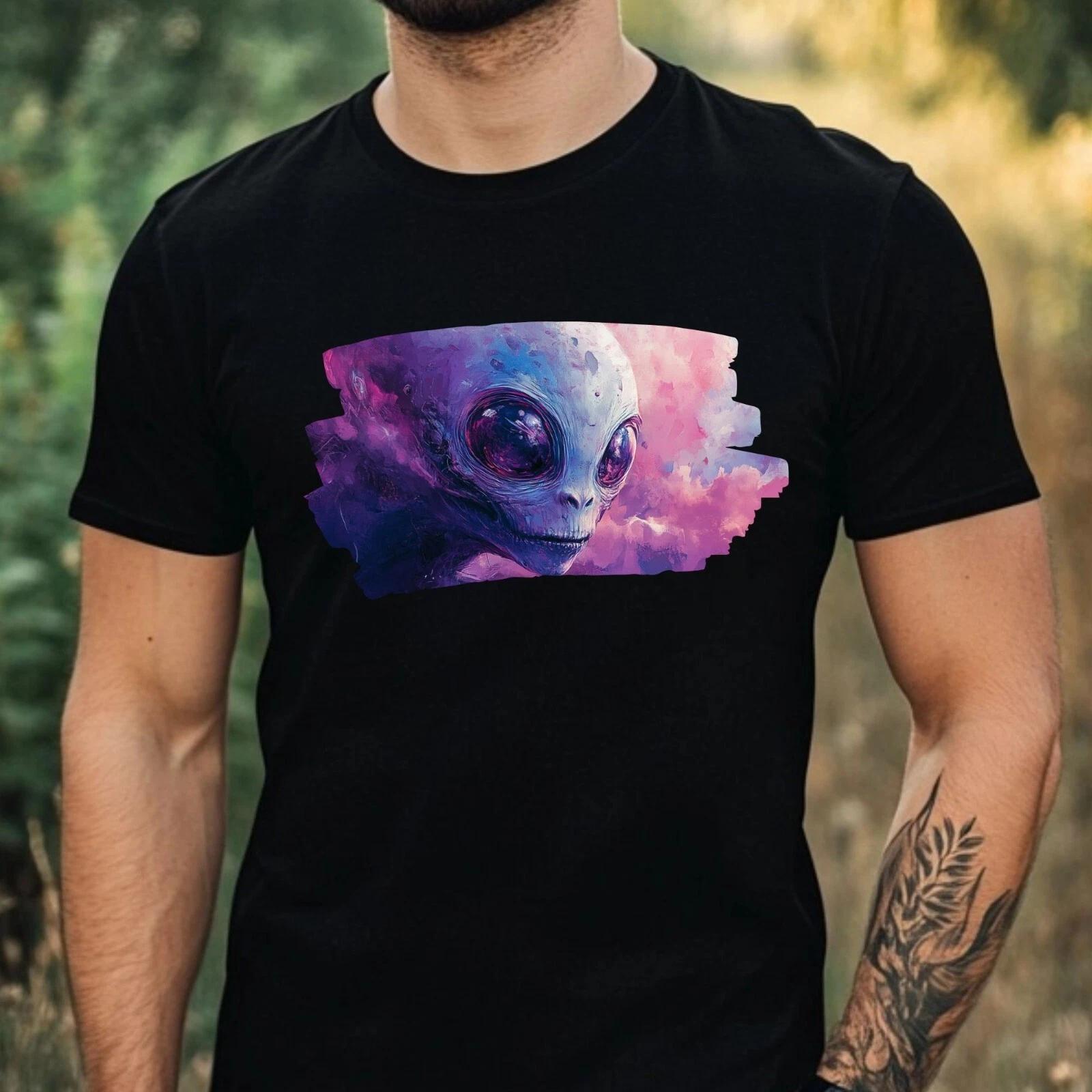 T-Shirt Herren Alien Portrait Motiv Baumwolle Größe XS bis 5XL L