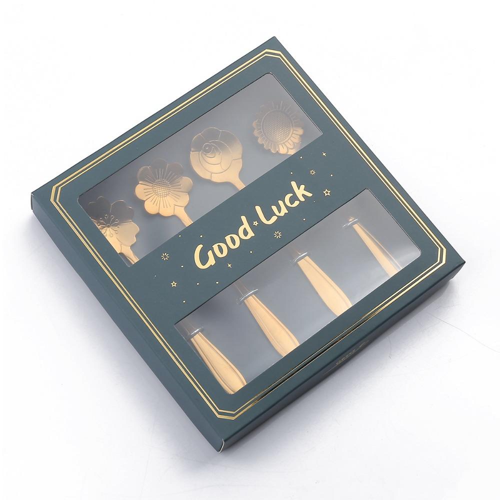 HANYANG Cutlery Set Small Spoon Gift Set Cherry Blossom Spoon Gift Set Rose Leaf Spoon Fruit Fork Gift Set