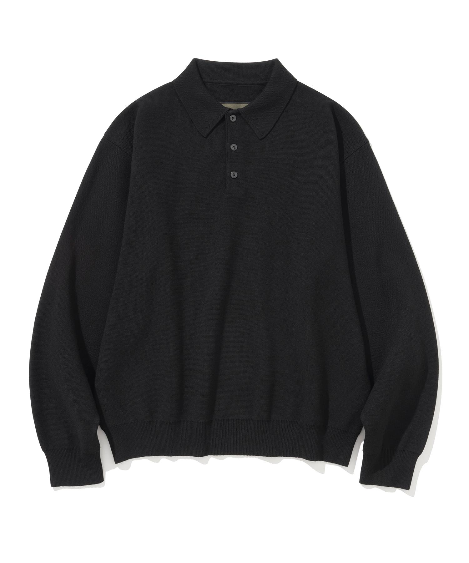 Uniform Bridge Collar L/S Polo Knit Black M