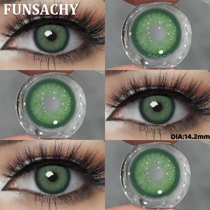 FUNSACHY 1 Pair Colored Contact Lenses Natural Big Black Eyes Blue Green Soft Contact Lenses for Women Brown Gray Contact Lenses