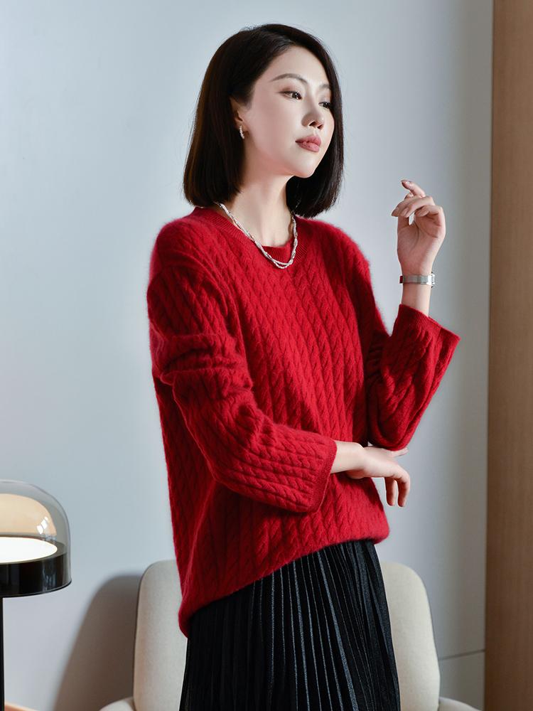 Women's Cashmere Sweater Qinghe Cashmere 30% Cashmere 70% Wool Autumn and Winter Cashmere Pullover Soft and Warm