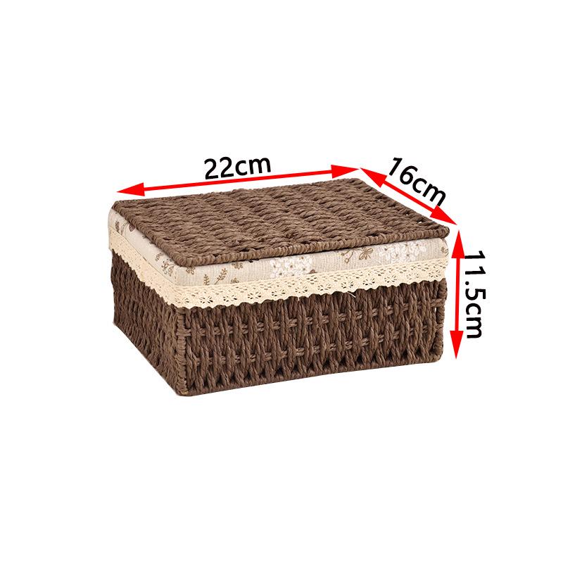 Woven Rattan Storage Basket with Lid - Snack, Sundries & Key Organizer