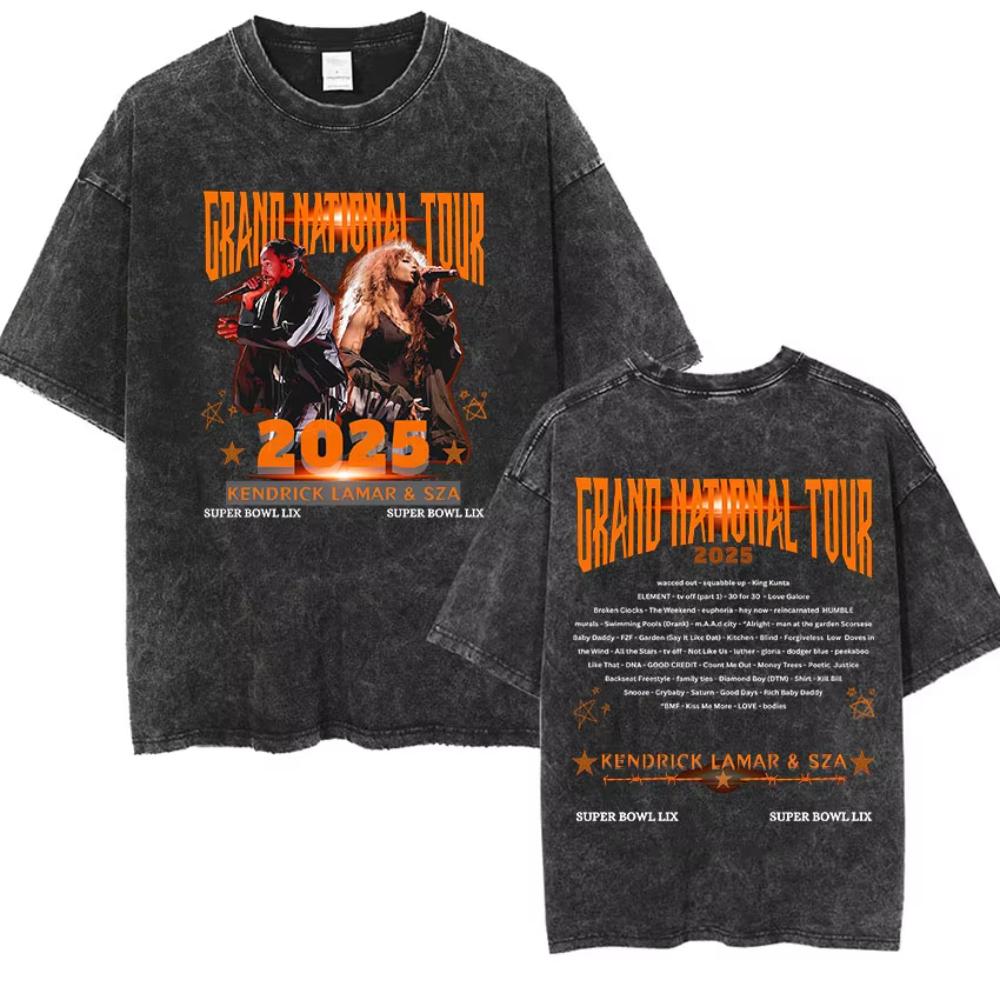 Kendrick Lamar They Not Like Us Tour Merch TShirt Mens Vintage Washed Short Sleeve T Shirts Hip Hop Gothic Cotton T Shirt