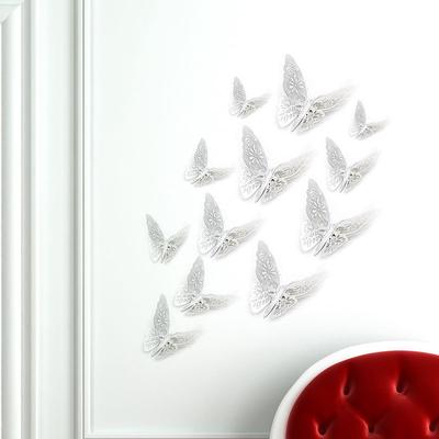 3D Luxury Butterfly Wall Sticker Metal Hollow 3D Butterfly (12pcs)