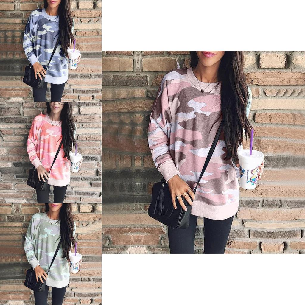 Premium Camouflage Woman Fashion Jumper Pullover Casual Tops Blouse Tee T-shirt