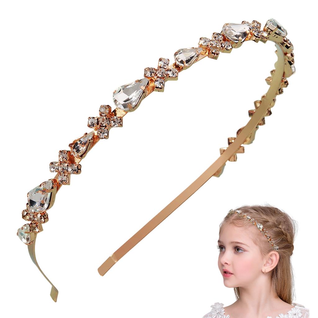 TS-J3407 Rhinestone Hair Band Alloy Claw Chain Embedded Crystal Thin Headband For Women