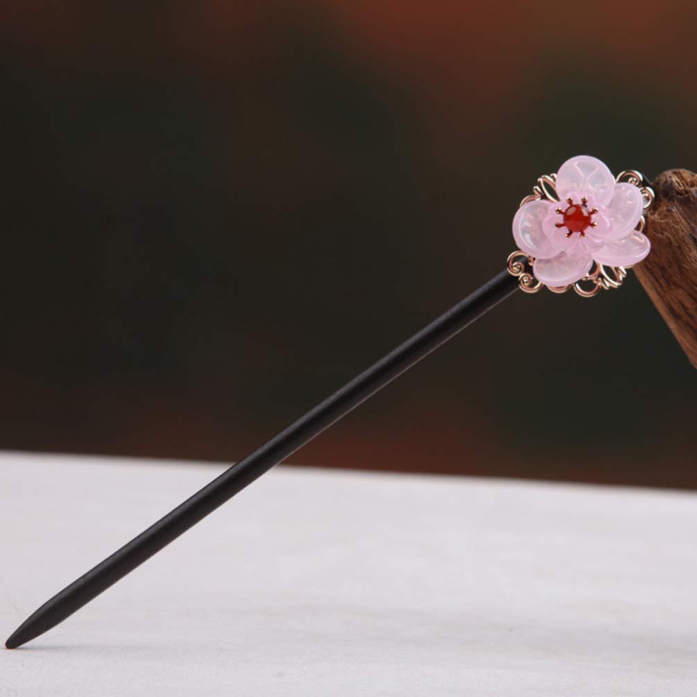 FRCOLOR Wooden Hairpin, Floral Pattern, Single Hairpin, Japanese Style Accessory, Hair Clip, Hair Ornament for Coming-of-Age Ceremony, Kimono,