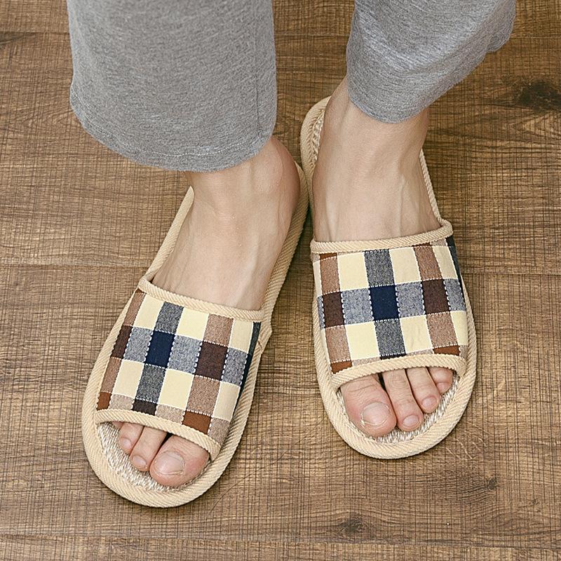 

Льняные тапочки летние мужские и женские домашние для пары напольные прохладные тапочки хлопок и лен домашние нескользящие износостойкие женские 44-45 (suitable for 43-44 feet) темно-коричневого