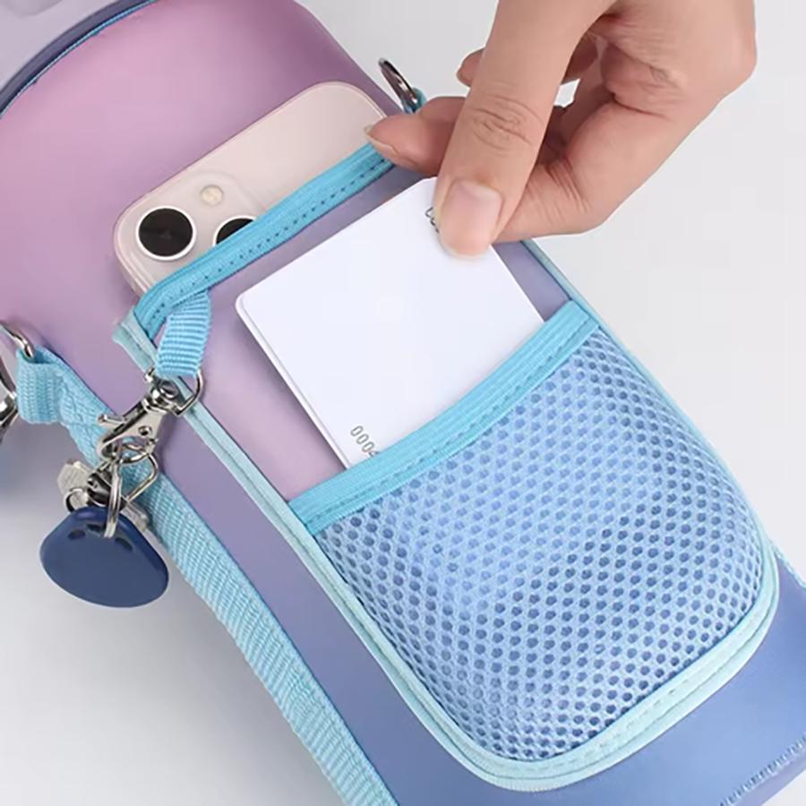 Sports Kettle Cup Bag Portable Water Bottle Sleeve 64oz Insulated Mug Holder with Shoulder Strap Phone Pocket For Fitness