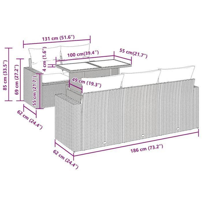 VidaXL Salon de jardin 6 pcs avec coussins gris clair résine tressée 3326253