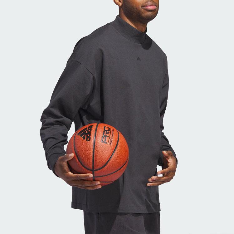 Adidas Solid Color Casual High Collar Long Sleeve T-Shirt Unisex Tops Black IN9561