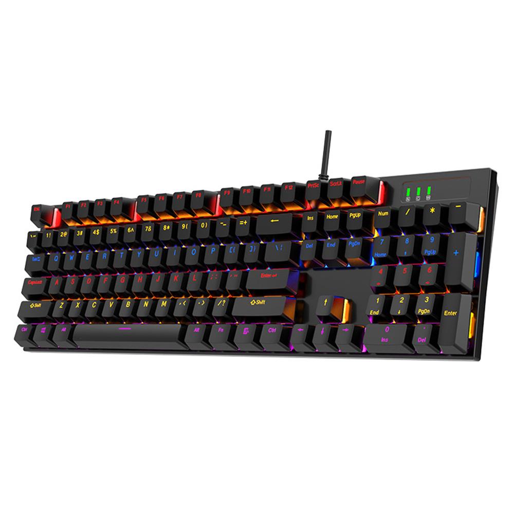 

Y-FRUITFUL K104 Mechanical Keyboard Metal Cover Wired Keyboard for Gaming Home Office As Shown A