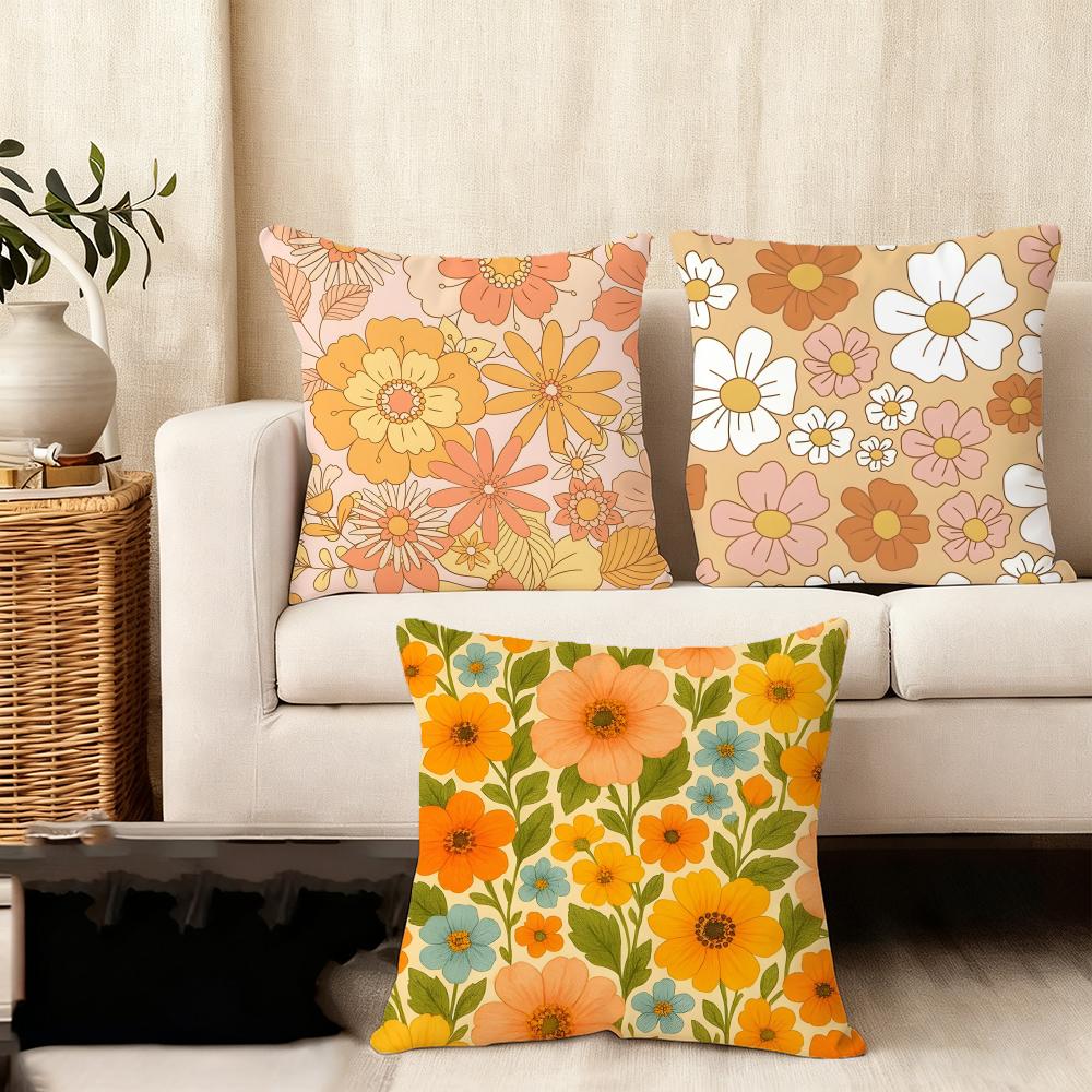 Retro Floral INS Cushion Cover Plush Fabric Soft DoubleSided Printed Sofa Warm Winter Home Child Gift Pillow Case