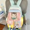 Schoolbag schoolbag Korean version of girls cute bear doll canvas backpack large capacity sweet junior high school backpack