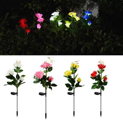 Plug-in Rose LED Solar Light Simulation Flower Decoration Outdoor Solar Garden Light Fairy Swaying Solar Flower Lamp Courtyard