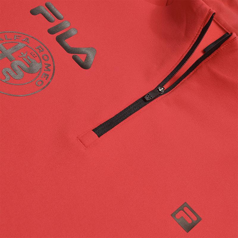 FILA Ski Series Fashionable Casual Sports Comfortable Fleece Warm Knitted Long Sleeve T-Shirt Men Tops Fluorescent-Red A11M546204FRD