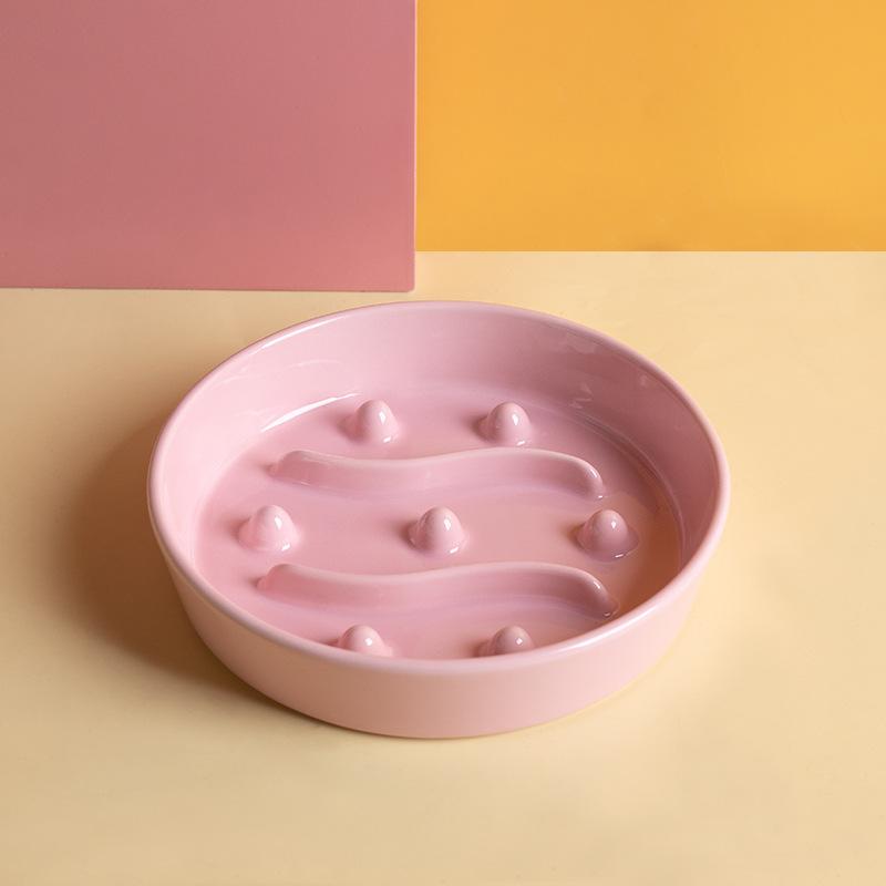 Ceramic slow food bowl Anti-choking slow food bowl Pet bowl Anti-overturning bowl Cat food bowl Cat bowl Dog bowl Pet supplies