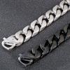 Hypoallergenic Matte Stainless Steel Cuban Chain Bracelet for Men Brushed Black/Silver Color Men's Bracelets With Lobster Clasp